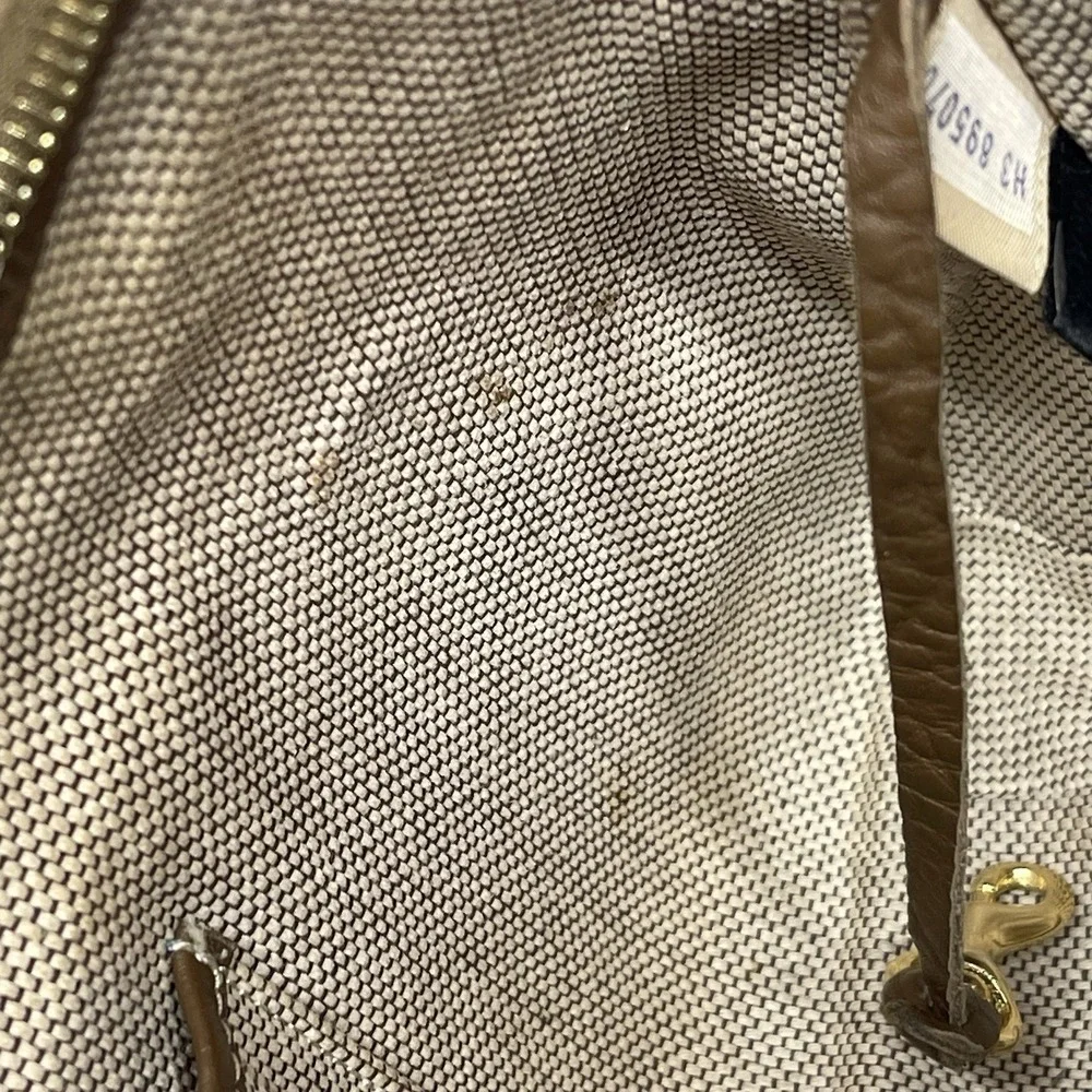 Vintage Dooney & Bourke Signature Canvas & Leather Shoulder Hobo Bag‎ Kaki Brown